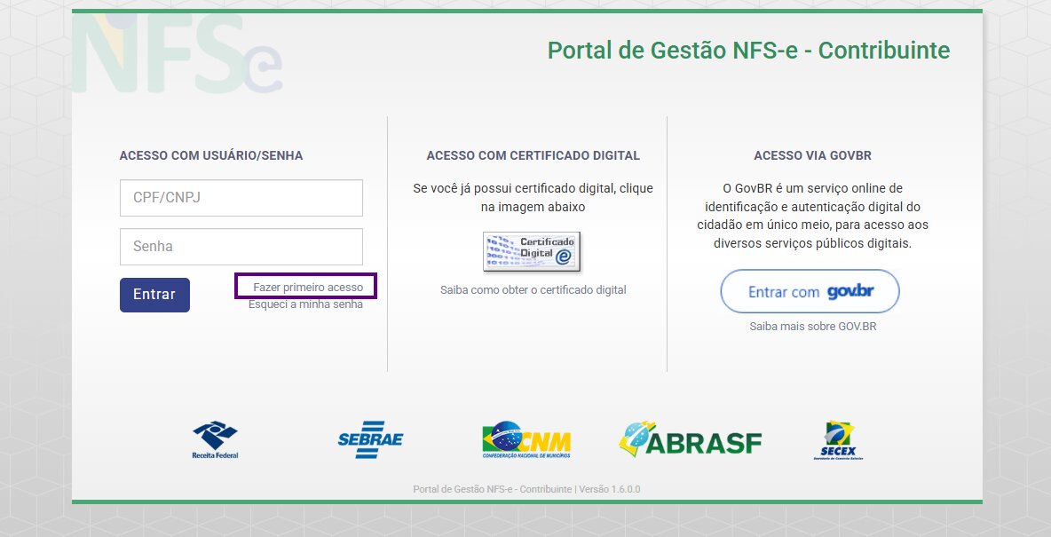 Tela de login do Emissor Nacional com a opção Fazer primeiro acesso